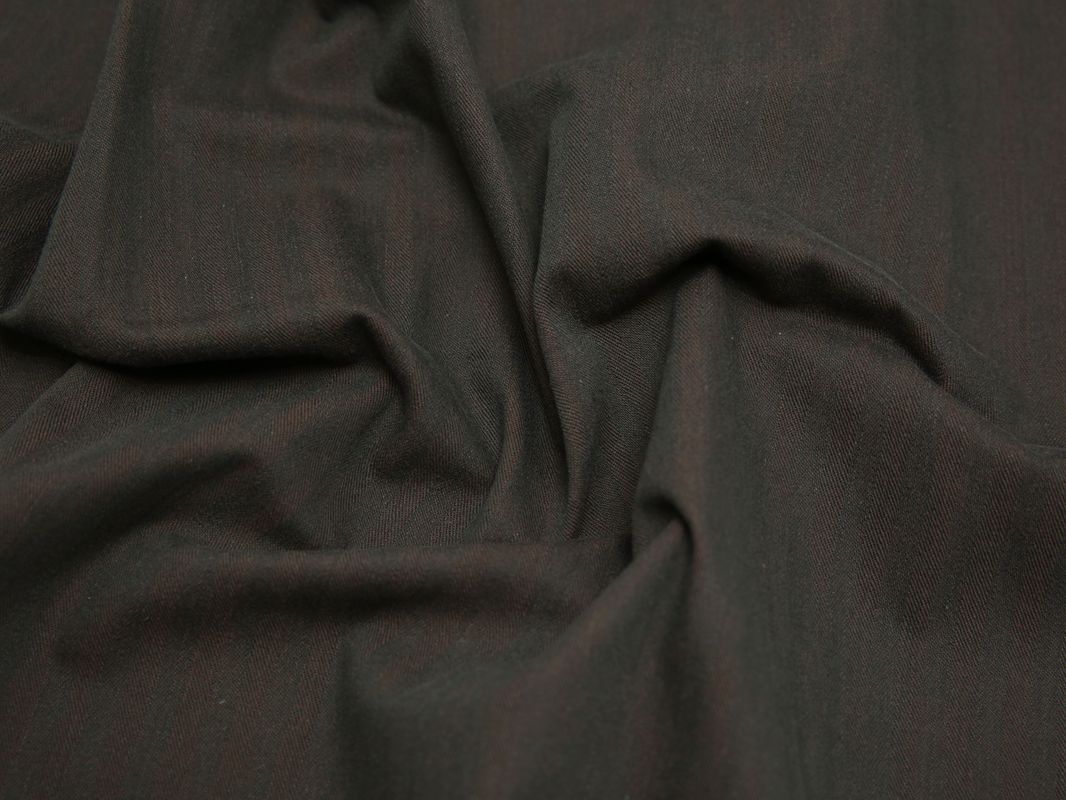 Костюмная ткань хлопковая коричневая полоска - фото 5