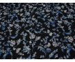 Плательная ткань черная голубые цветы