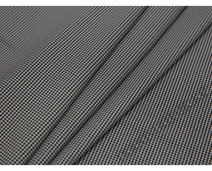 Плательная ткань хлопковая черно-белая гусиная лапка