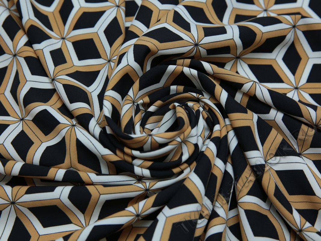Плательная ткань черная геометрический принт - фото 4