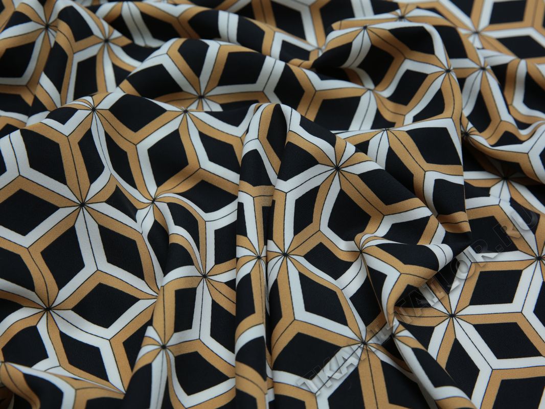 Плательная ткань черная геометрический принт - фото 5