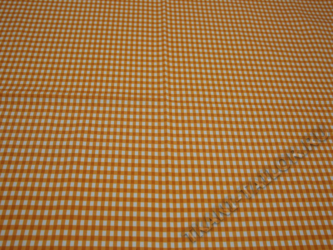Плательная ткань хлопковая клетка виши оранжевая - фото 2