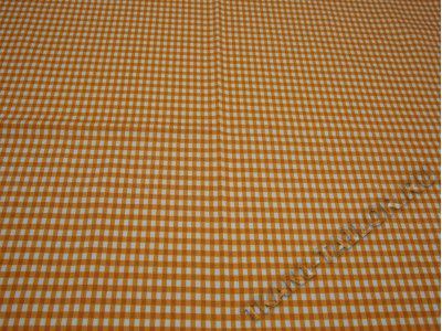 Плательная ткань хлопковая клетка виши оранжевая
