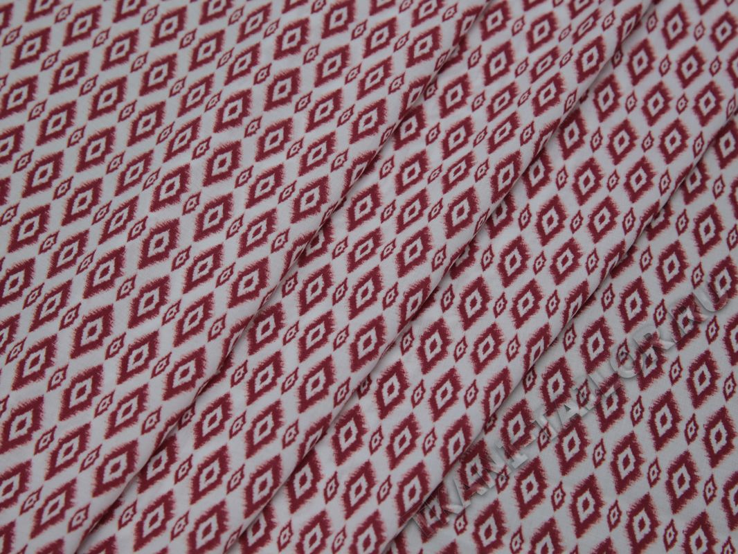 Плательная ткань вискозная белая с красным принтом - фото 3
