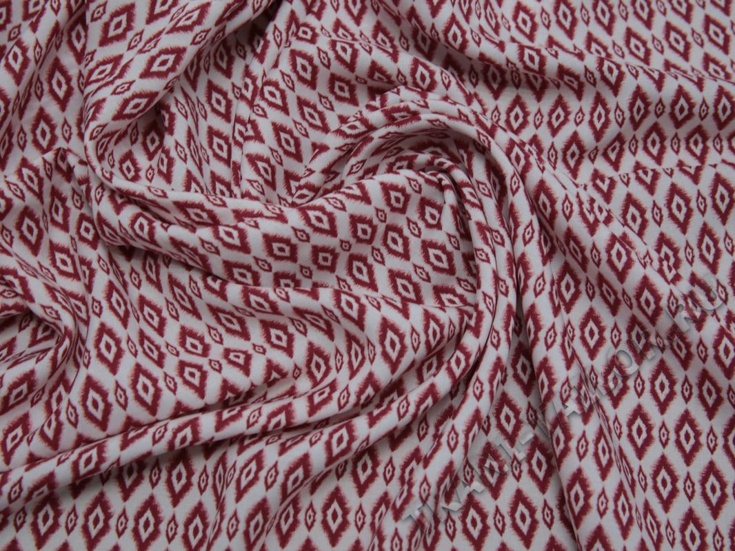 Плательная ткань вискозная белая с красным принтом - фото 5