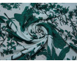 Плательная ткань белая принт зеленые цветы