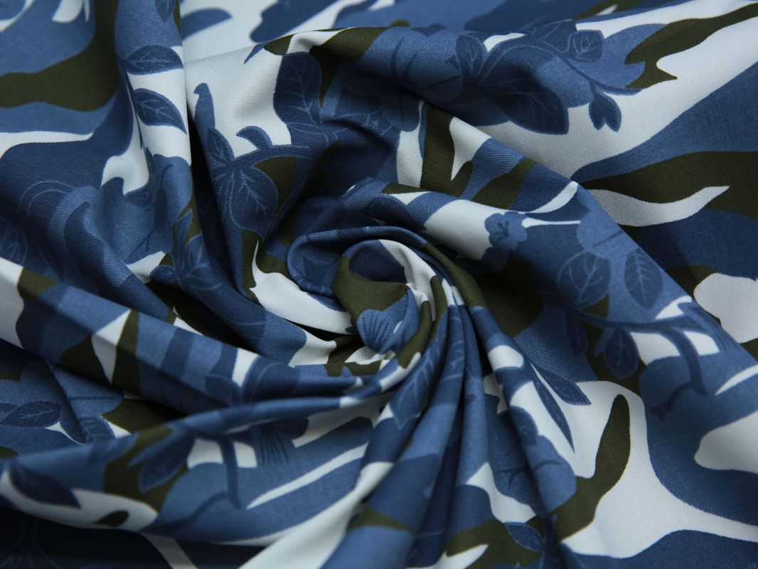 Плательная ткань темно-синяя с белыми цветами - фото 4
