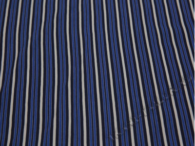 Рубашечная ткань хлопковая синяя в белую полоску
