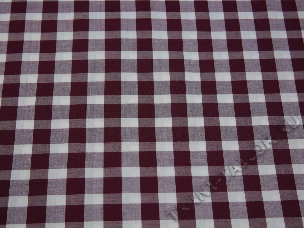 Рубашечная ткань хлопковая серо-бордовая клетка - фото 2