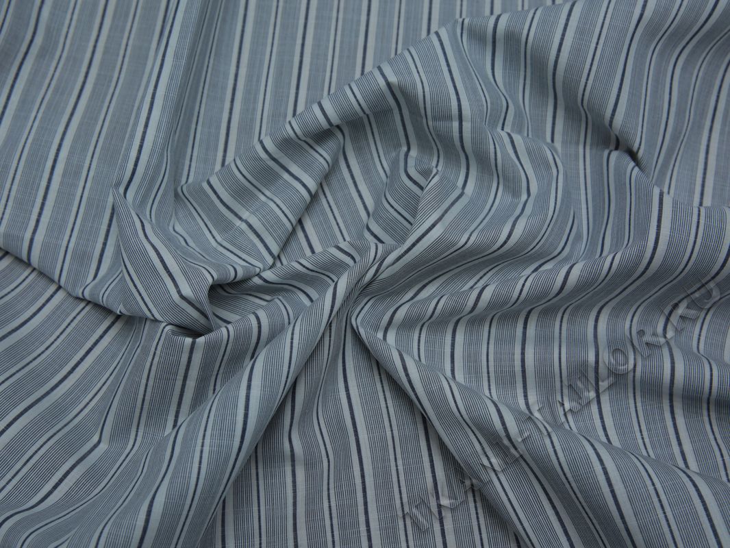 Рубашечная ткань хлопковая белая в серую полоску - фото 5