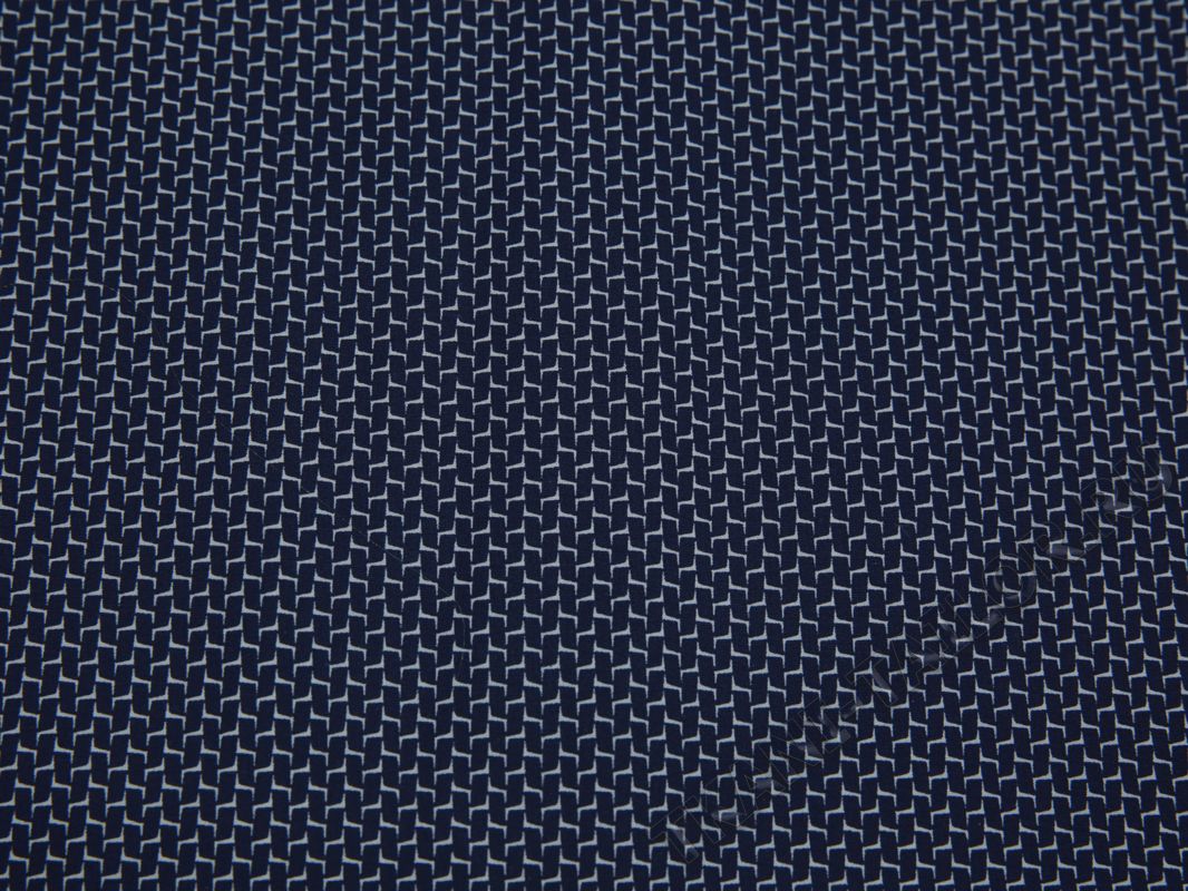Рубашечная ткань хлопковая синяя белый геометрический принт - фото 1