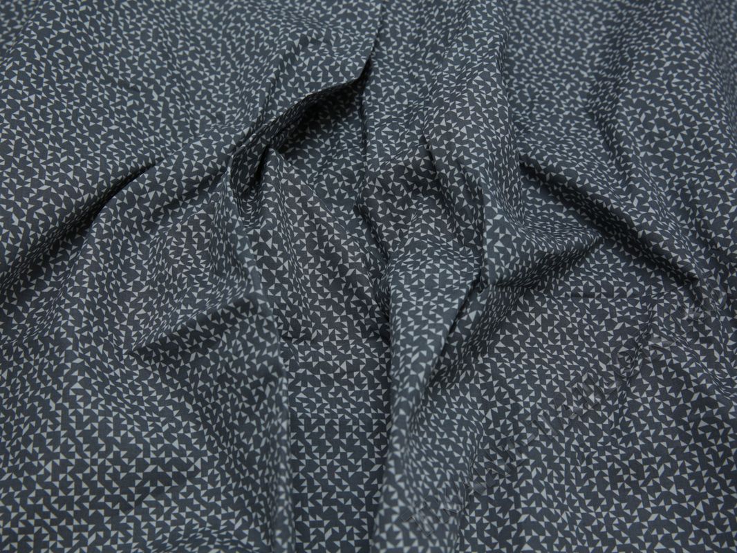 Рубашечная ткань хлопковая серая с белыми треугольниками - фото 5