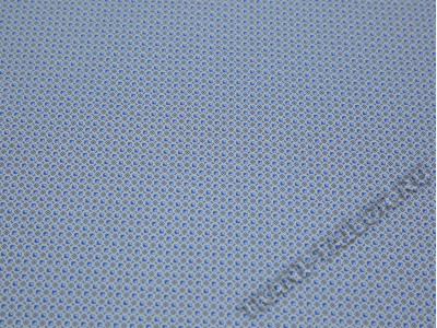 Рубашечная ткань хлопковая белая мелкий геометрический принт синего цвета - фото