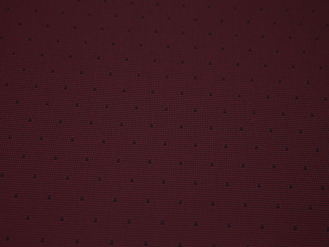 Рубашечная ткань хлопковая бордовая в черный горох - фото 2