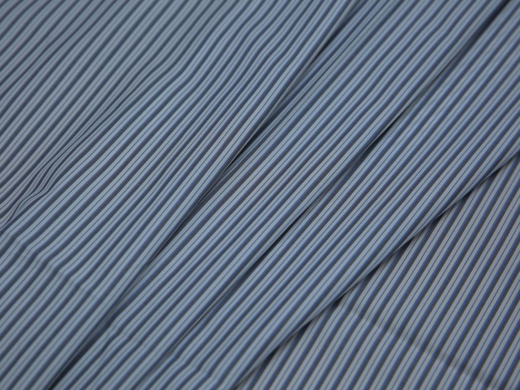 Рубашечная ткань хлопковая серо-белая полоска - фото 3