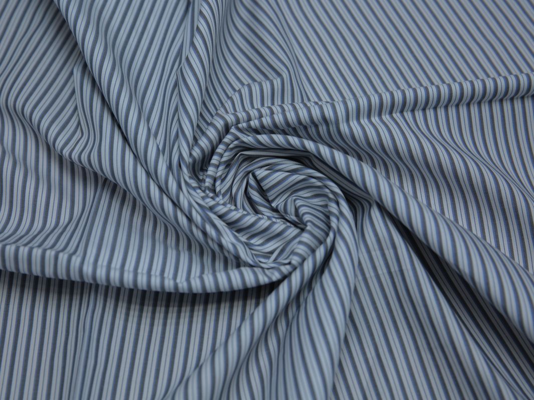 Рубашечная ткань хлопковая серо-белая полоска - фото 4