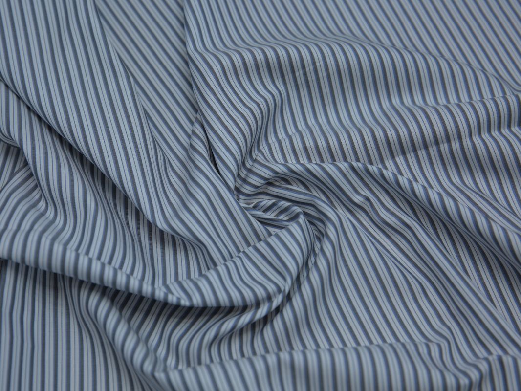 Рубашечная ткань хлопковая серо-белая полоска - фото 5