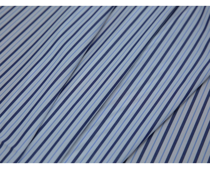 Рубашечная ткань хлопковая белая в синюю полоску
