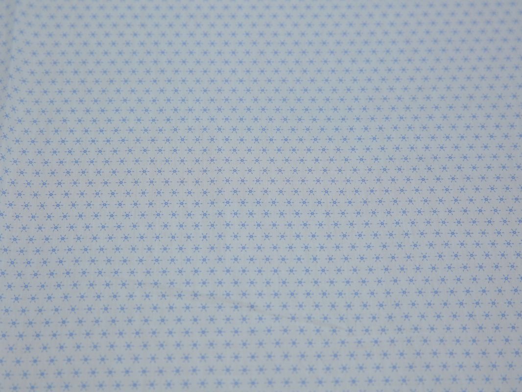 Рубашечная ткань хлопковая белая мелкий голубой принт - фото 2