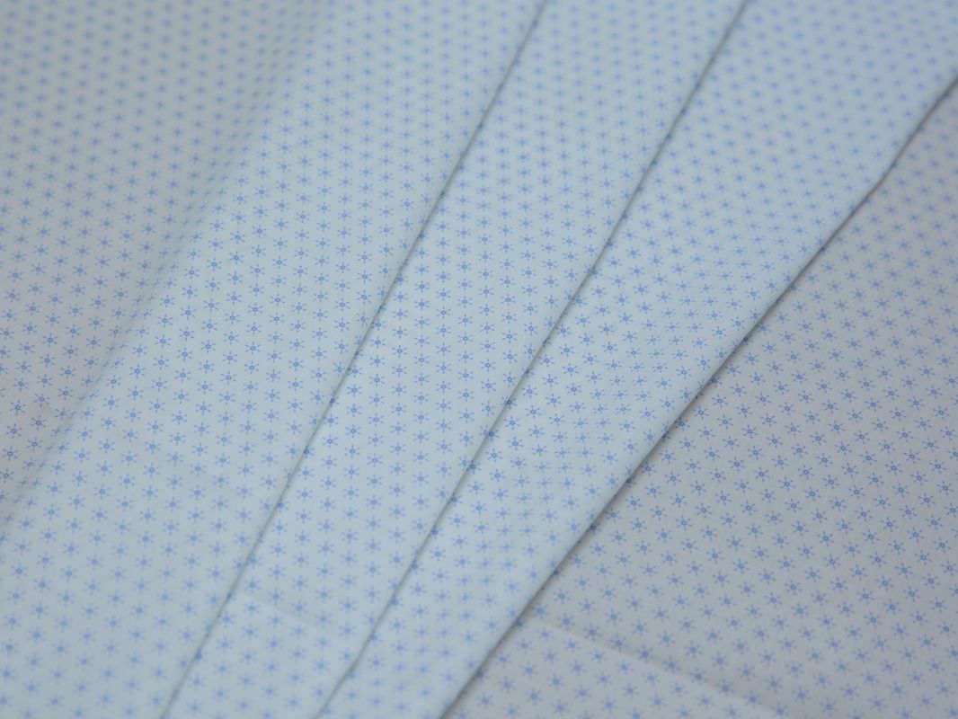 Рубашечная ткань хлопковая белая мелкий голубой принт - фото 3