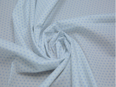 Рубашечная ткань хлопковая белая мелкий голубой принт