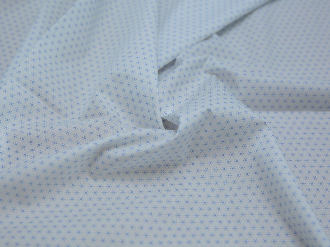 Рубашечная ткань хлопковая белая мелкий голубой принт - фото 5