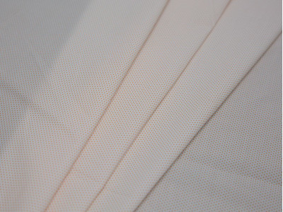 Рубашечная ткань хлопковая белая в оранжевый горох - фото