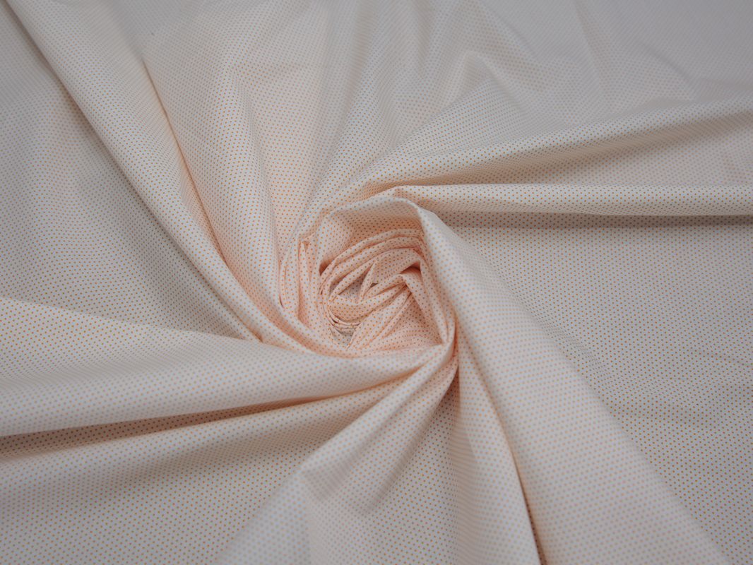 Рубашечная ткань хлопковая белая в оранжевый горох - фото 4