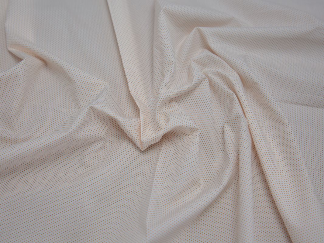 Рубашечная ткань хлопковая белая в оранжевый горох - фото 5