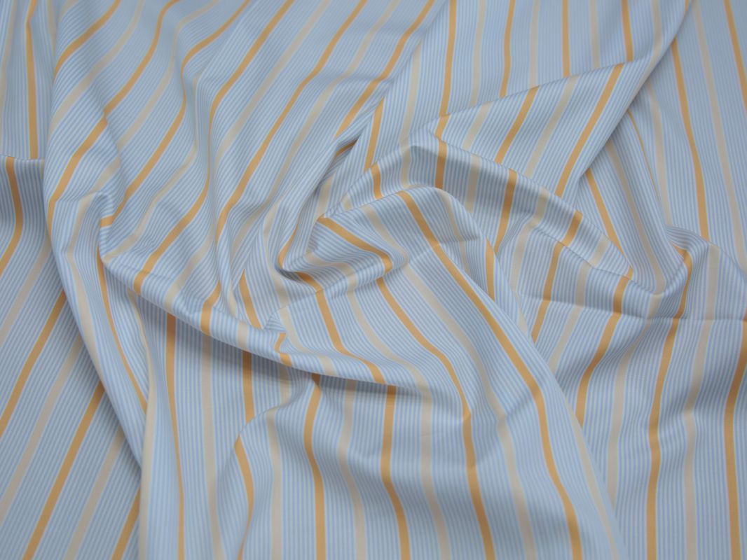 Рубашечная ткань хлопковая белая в оранжевою полоску - фото 5