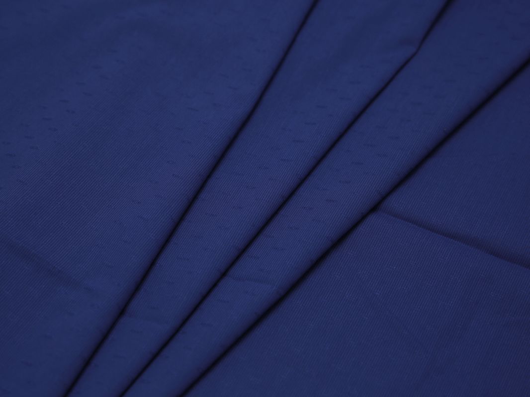 Рубашечная ткань хлопковая синяя в рубчик - фото 1