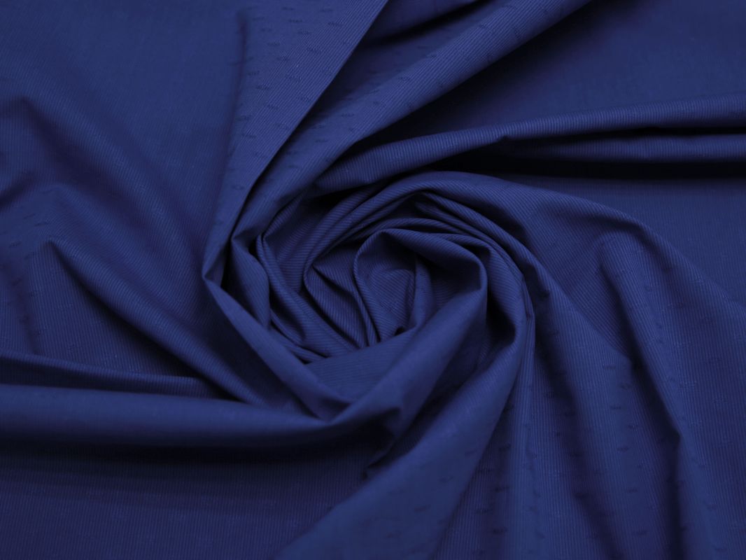Рубашечная ткань хлопковая синяя в рубчик - фото 4
