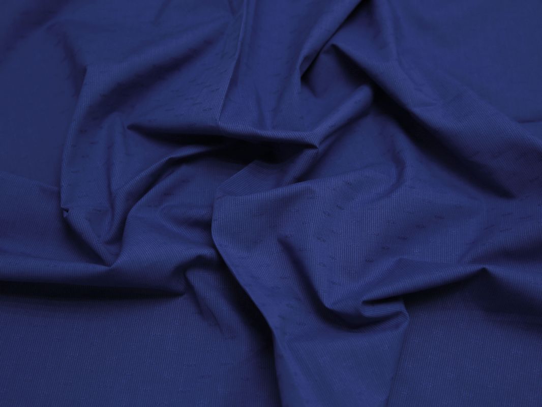 Рубашечная ткань хлопковая синяя в рубчик - фото 5