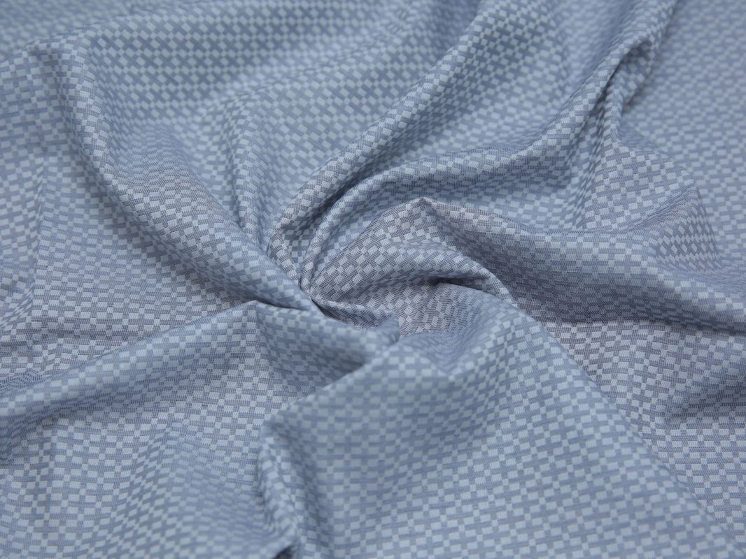 Рубашечная ткань хлопковая серо-белая фактурная клетка - фото 5