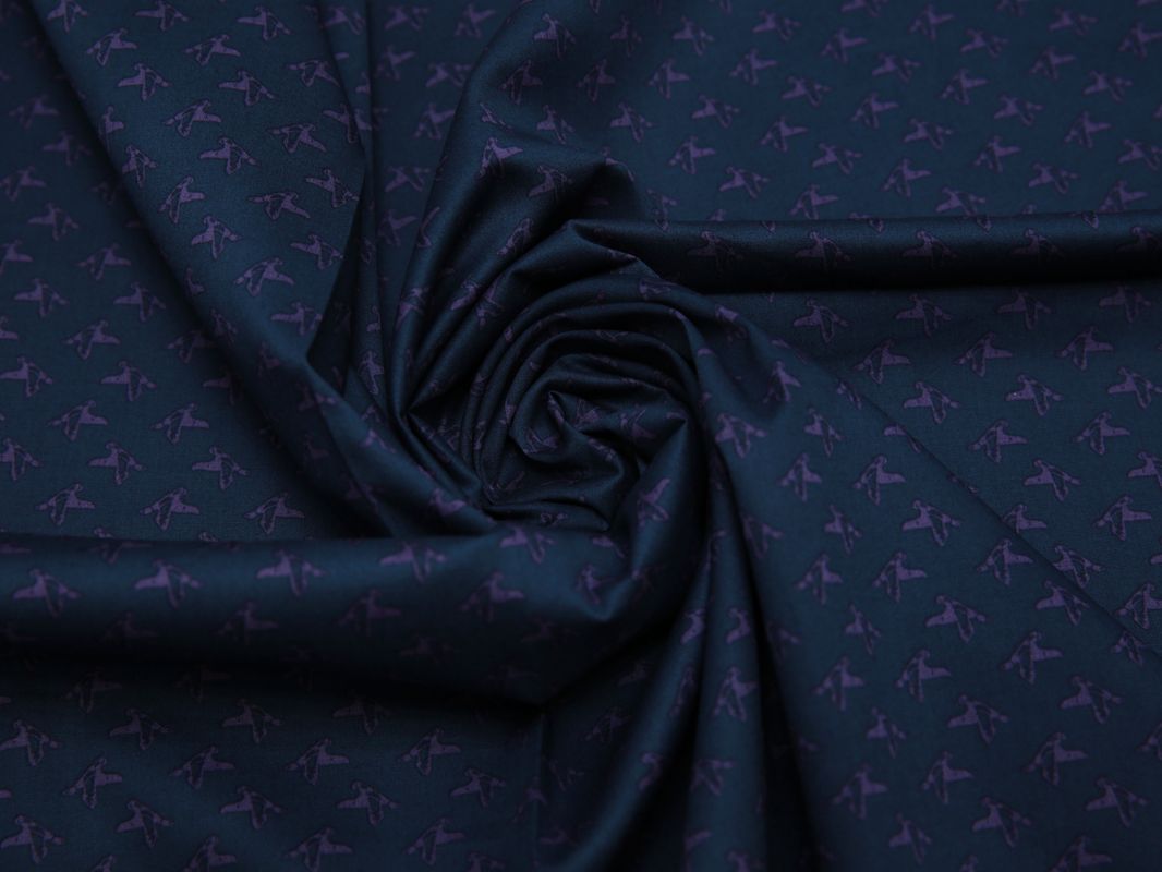 Рубашечная ткань хлопковая синяя фиолетовый принт - фото 4