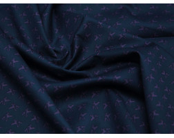 Рубашечная ткань хлопковая синяя фиолетовый принт