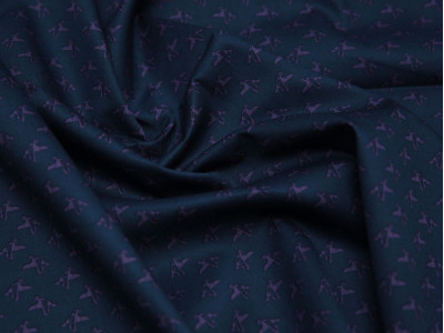 Рубашечная ткань хлопковая синяя фиолетовый принт - фото