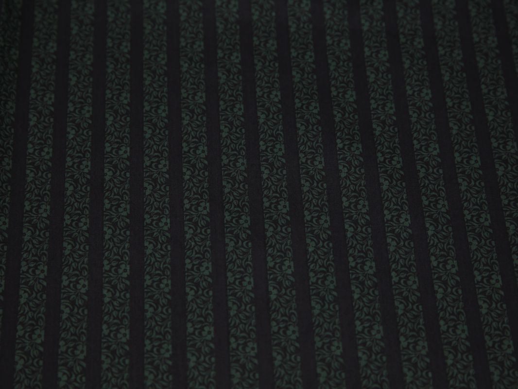 Рубашечная ткань хлопковая зеленая в коричневую полоску - фото 2