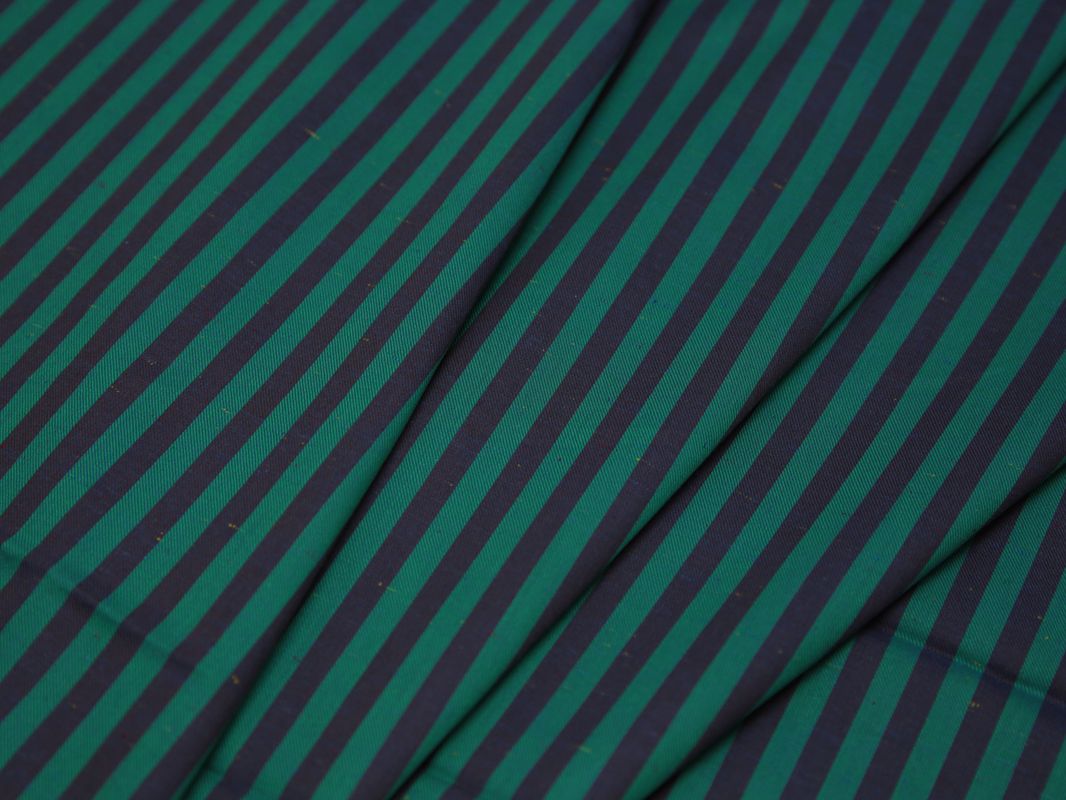 Рубашечная ткань хлопковая зеленая в бордовою полоску - фото 3
