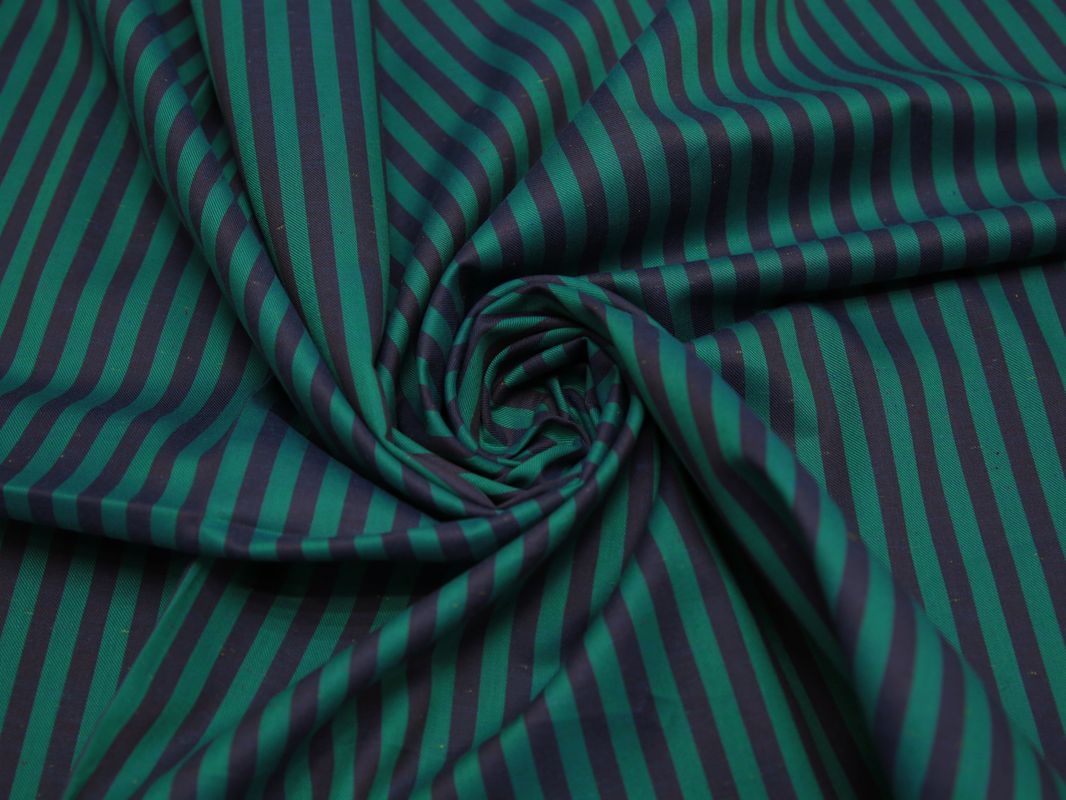 Рубашечная ткань хлопковая зеленая в бордовою полоску - фото 4
