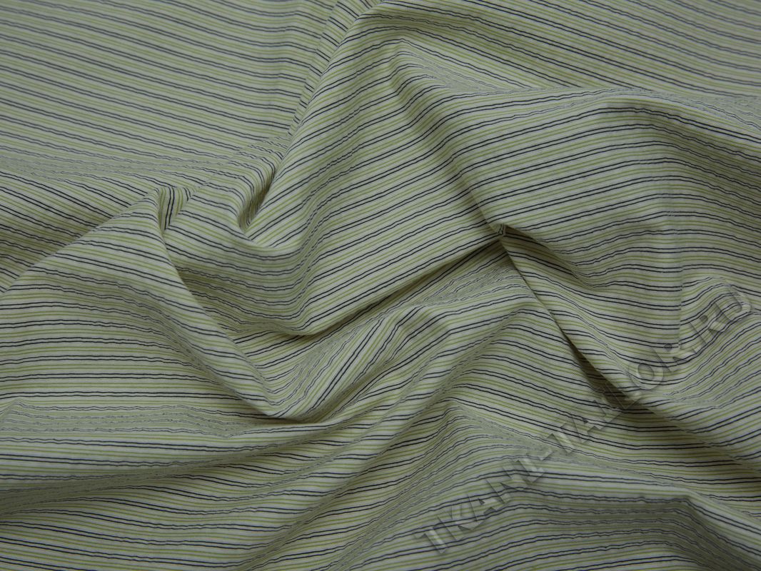 Рубашечная ткань вискозная бежевая в оливковую полоску - фото 5