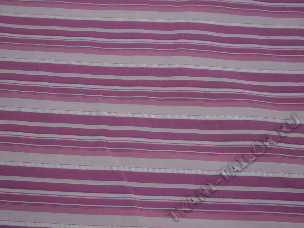 Рубашечная ткань вискозная розово-белая полоска - фото 2