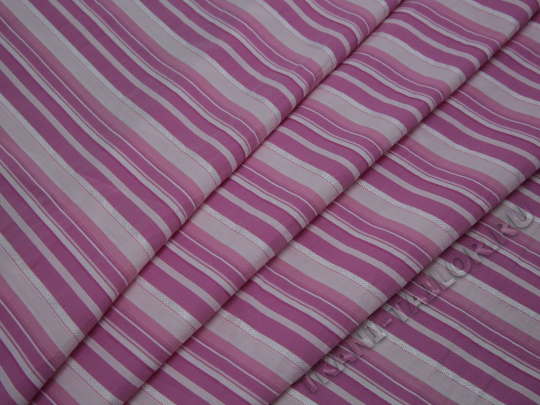 Рубашечная ткань вискозная розово-белая полоска - фото 3