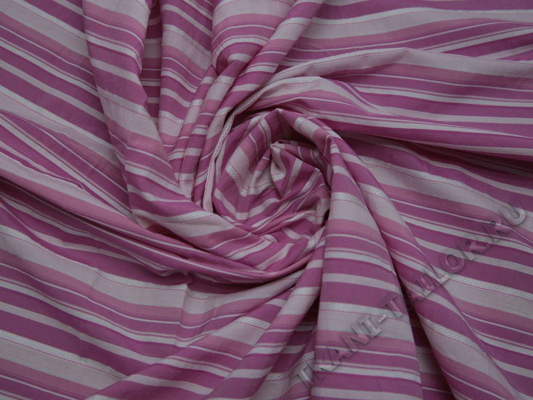 Рубашечная ткань вискозная розово-белая полоска - фото 4