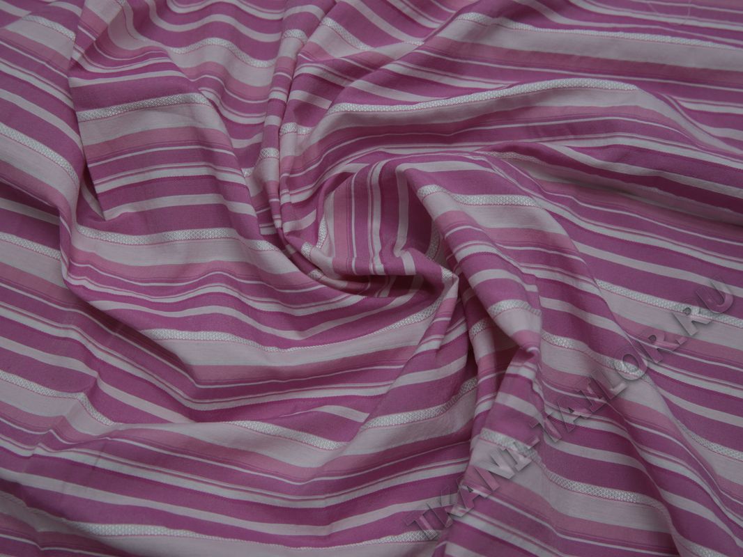 Рубашечная ткань вискозная розово-белая полоска - фото 5