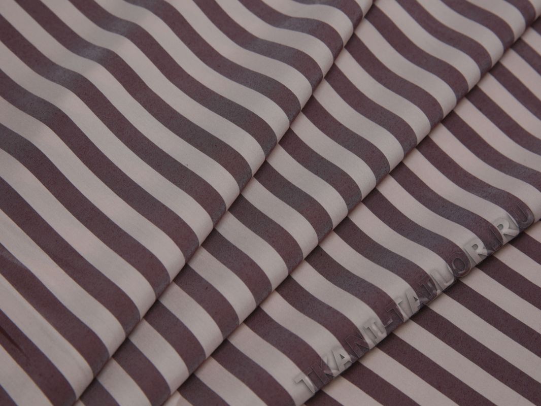 Рубашечная ткань вискозная бежевая в бордовую полоску - фото 3