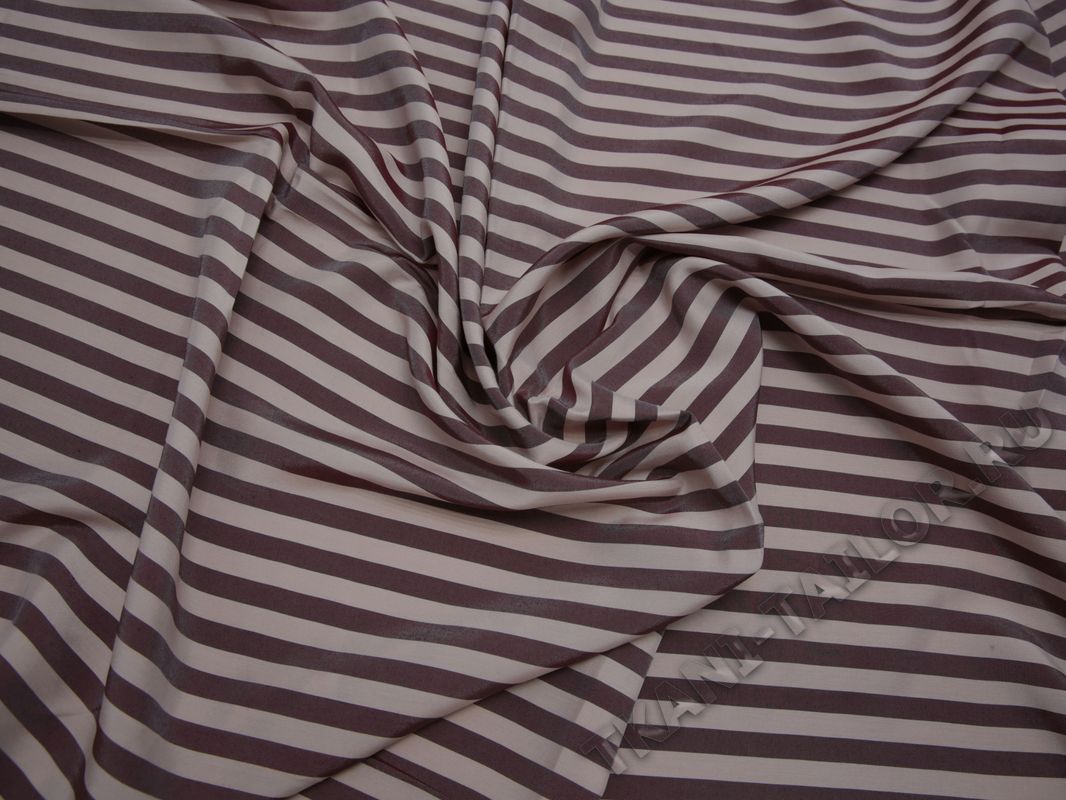 Рубашечная ткань вискозная бежевая в бордовую полоску - фото 5