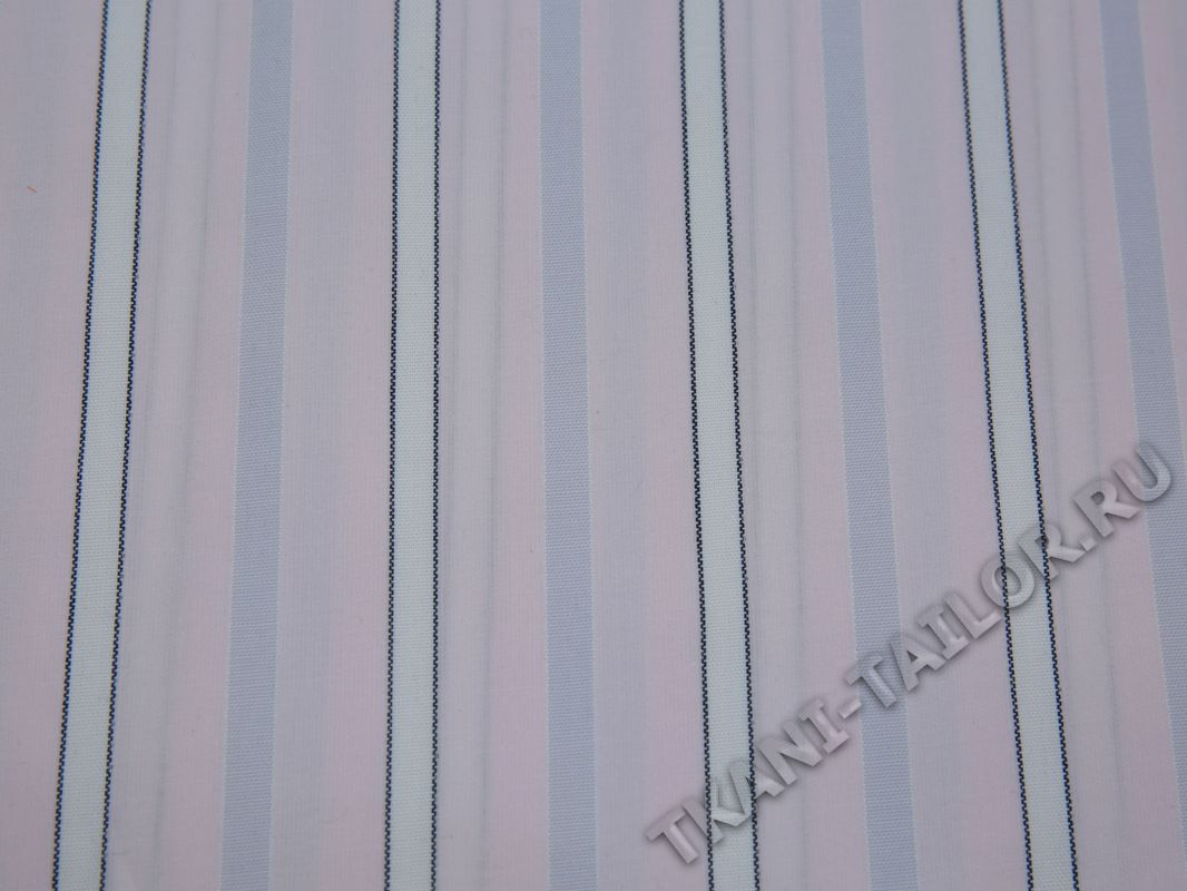 Рубашечная ткань вискозная светло-розовая в белую полоску - фото 2