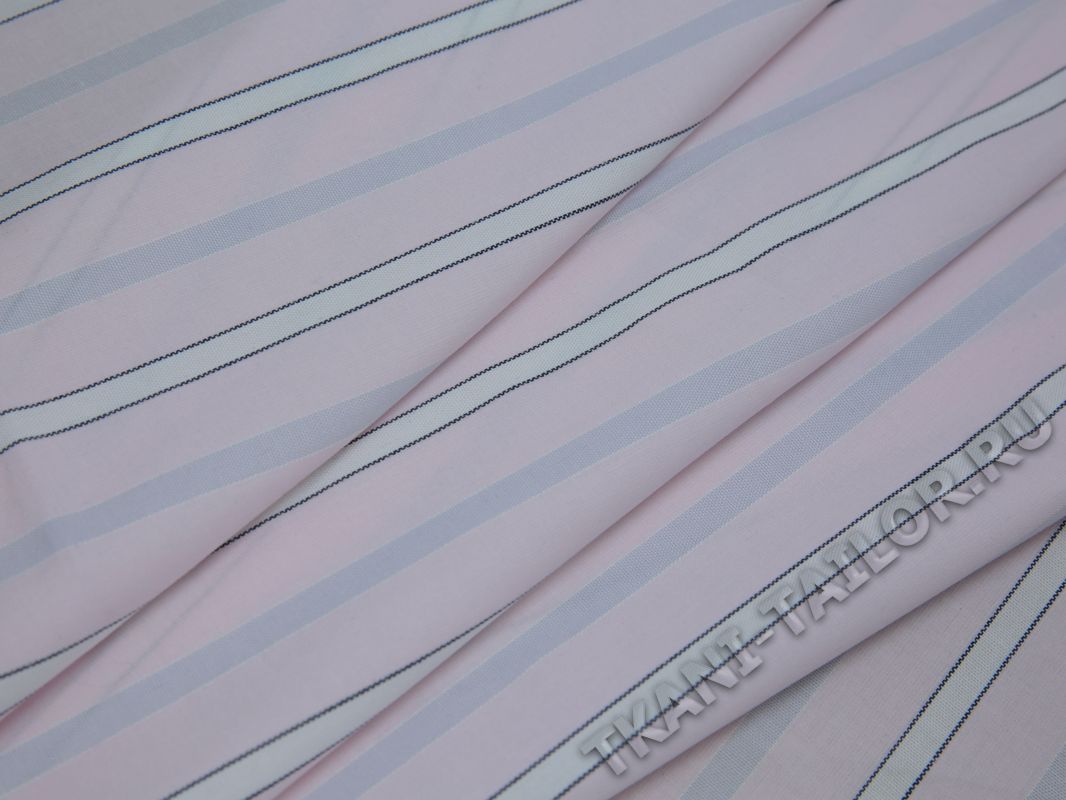 Рубашечная ткань вискозная светло-розовая в белую полоску - фото 3