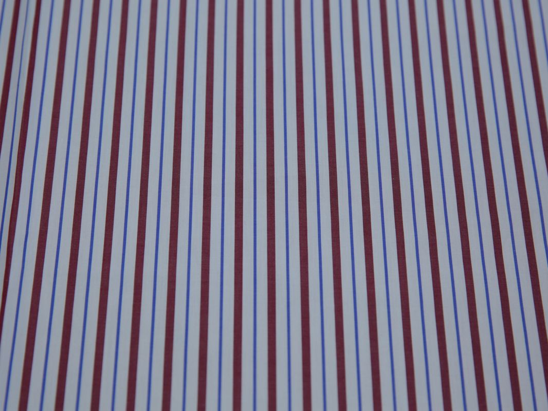 Рубашечная ткань вискозная белая в красную полоску - фото 2